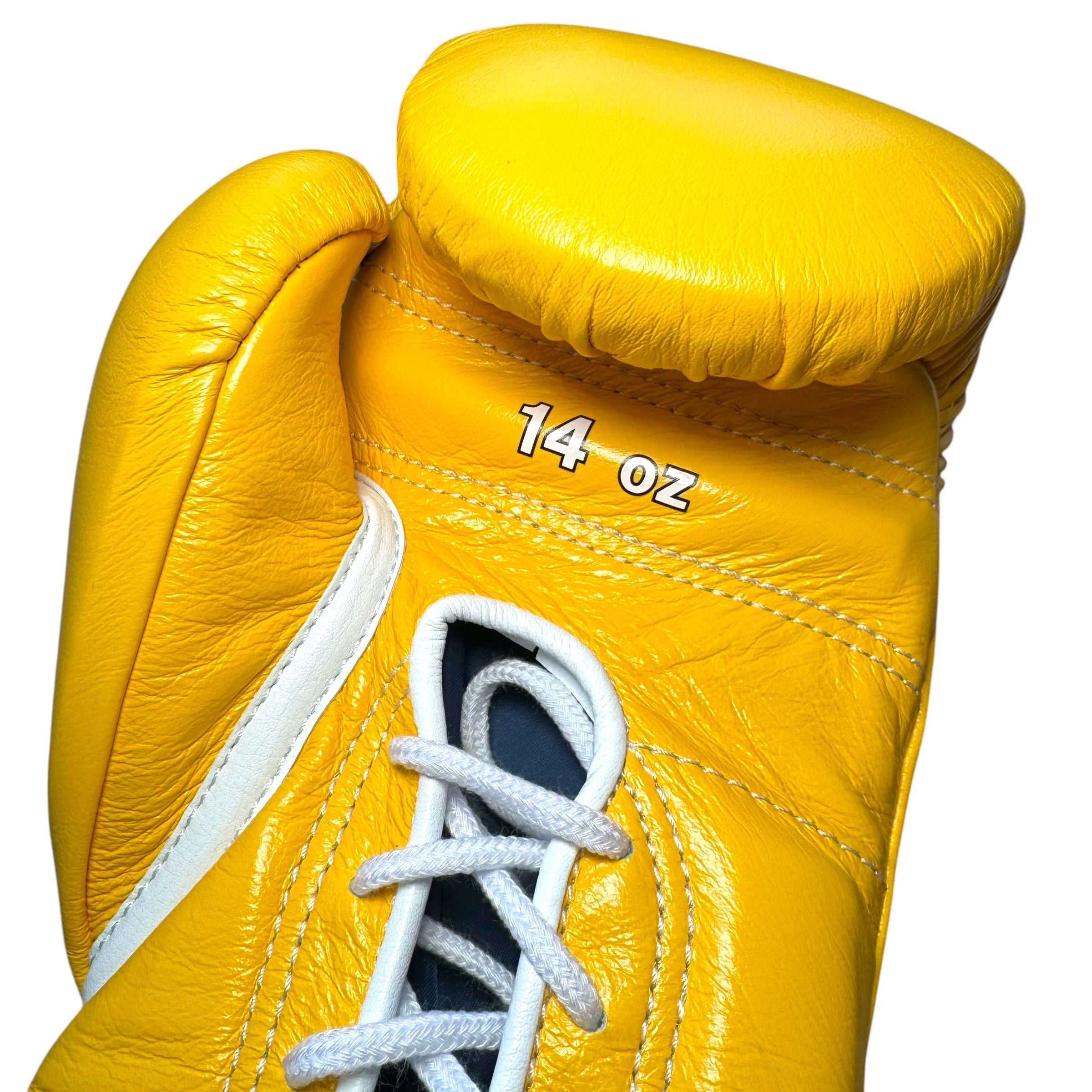 Winning Lace Sparring Gloves - Special Edition Yellow with 14oz writing