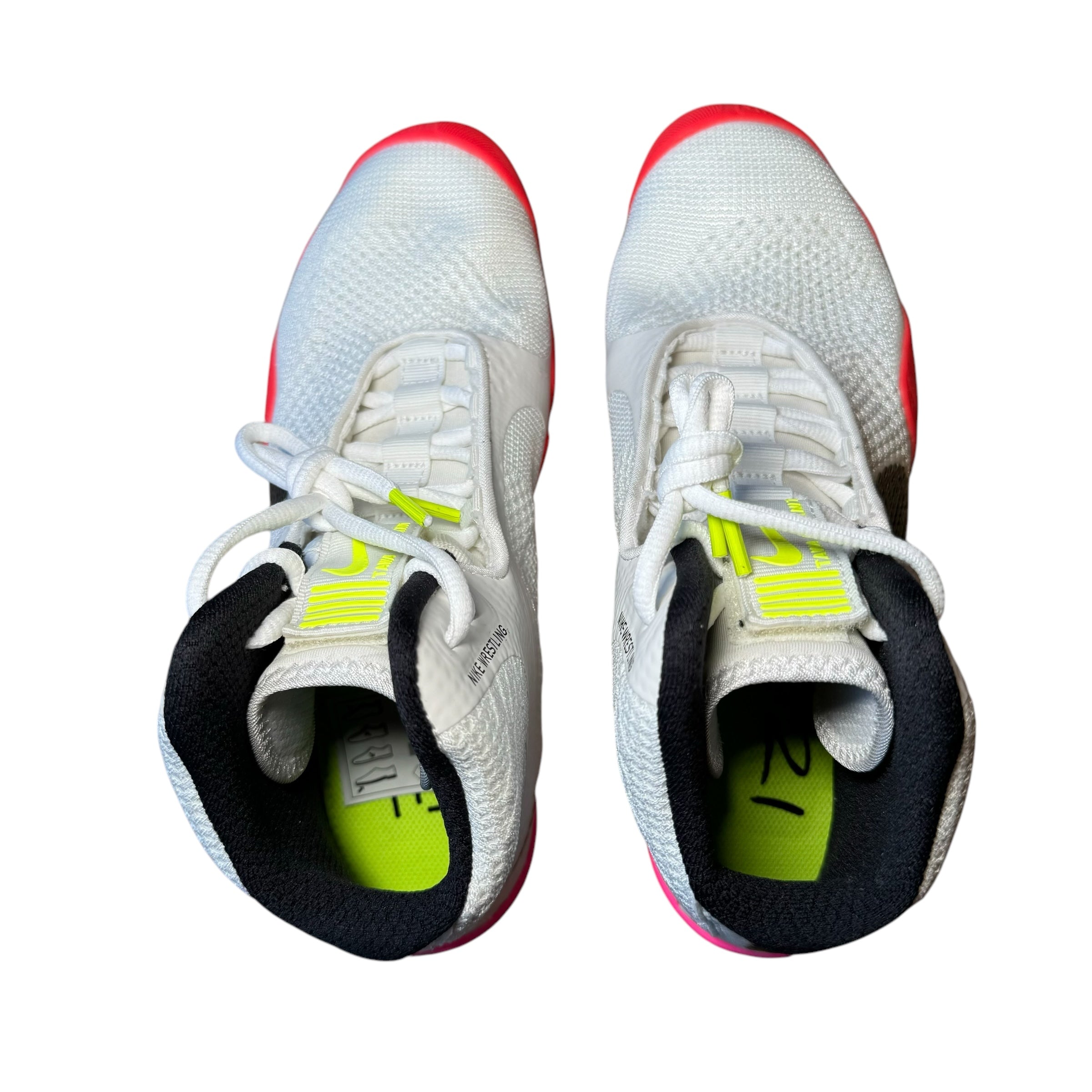 Nike Tawa SE Tokyo Olympic Wrestling Boots from top looking down white with black pink and orange