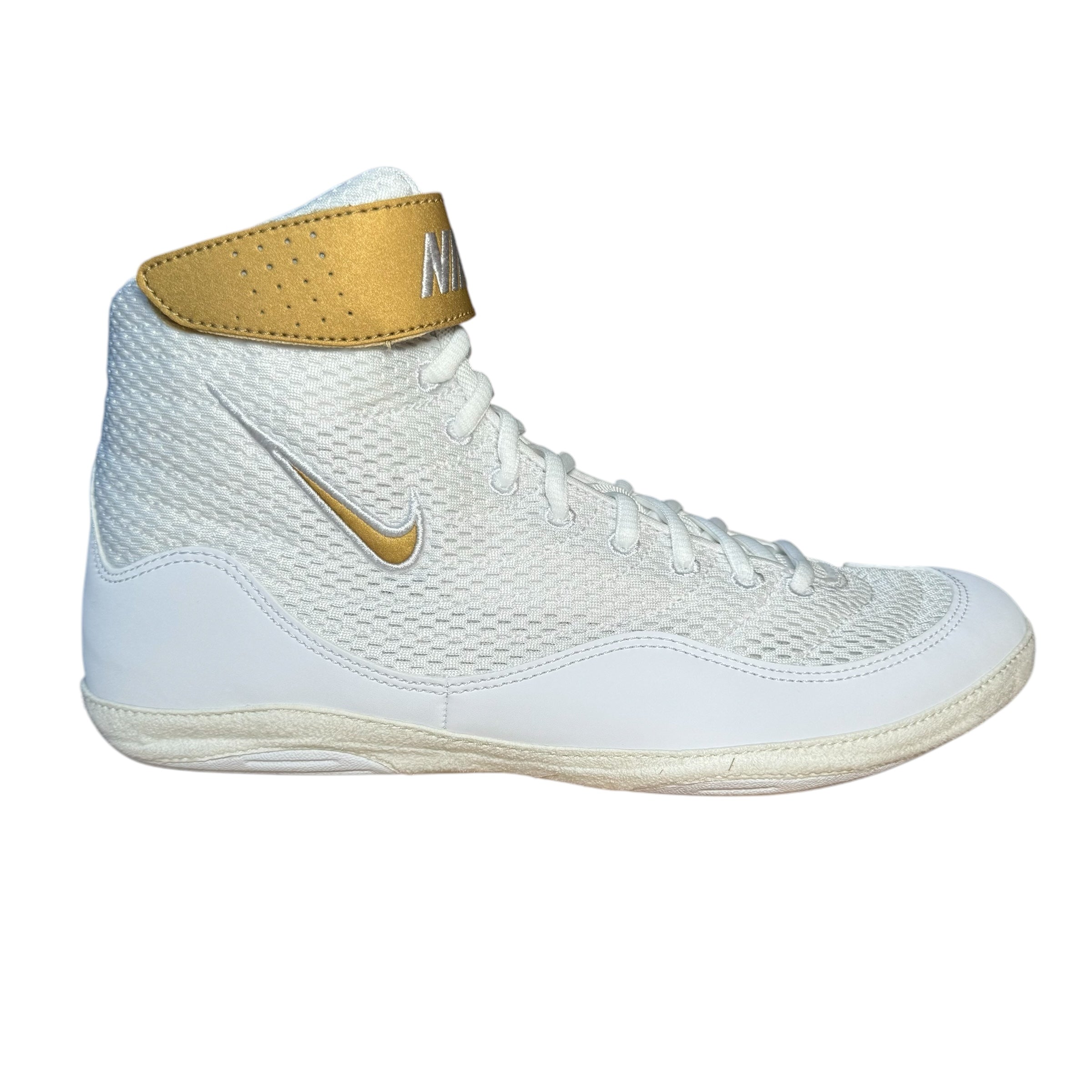 Nike Inflict 3 Wrestling Boots white gold with gold Nike swoosh