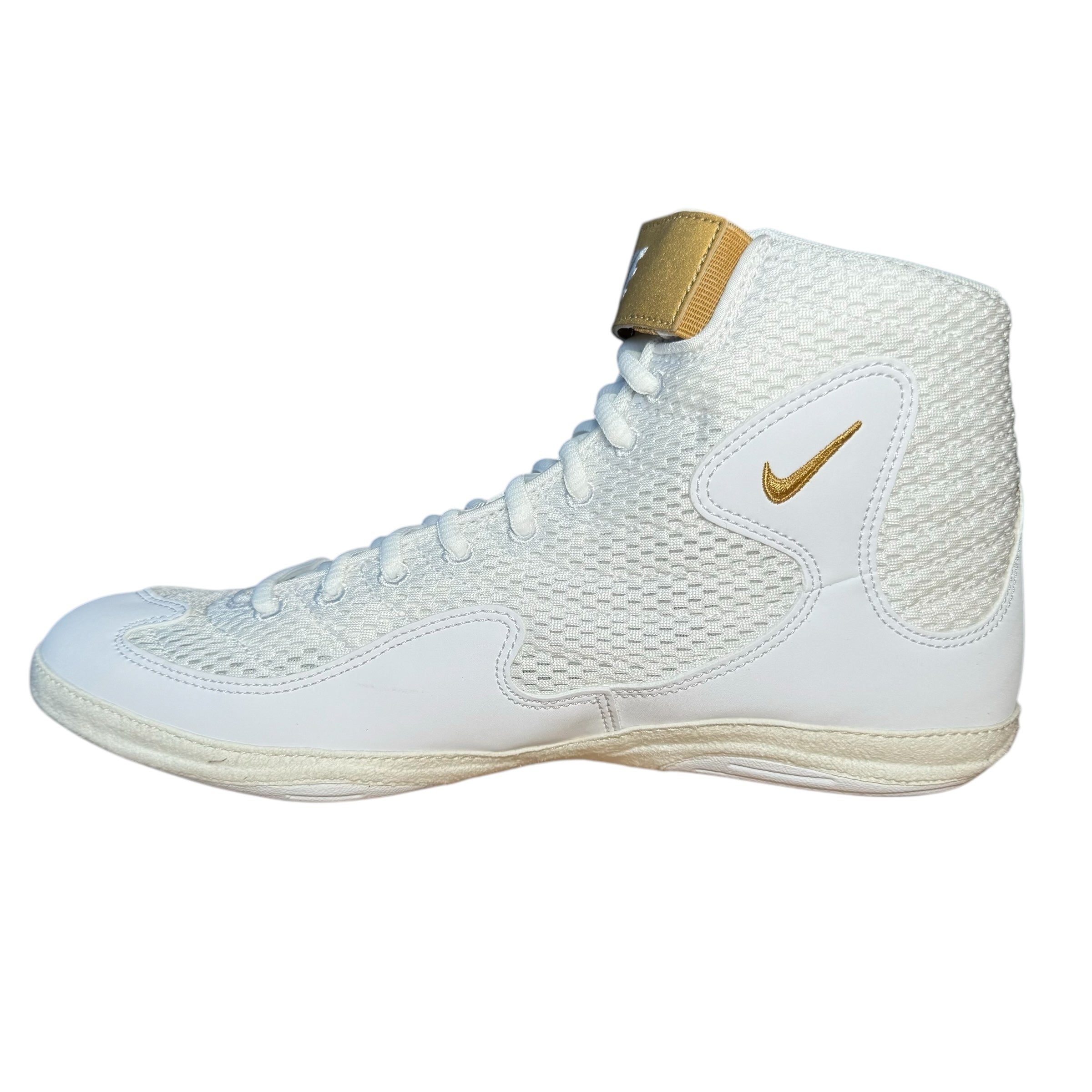 Nike Inflict 3 Wrestling Boots white gold with gold Nike swoosh