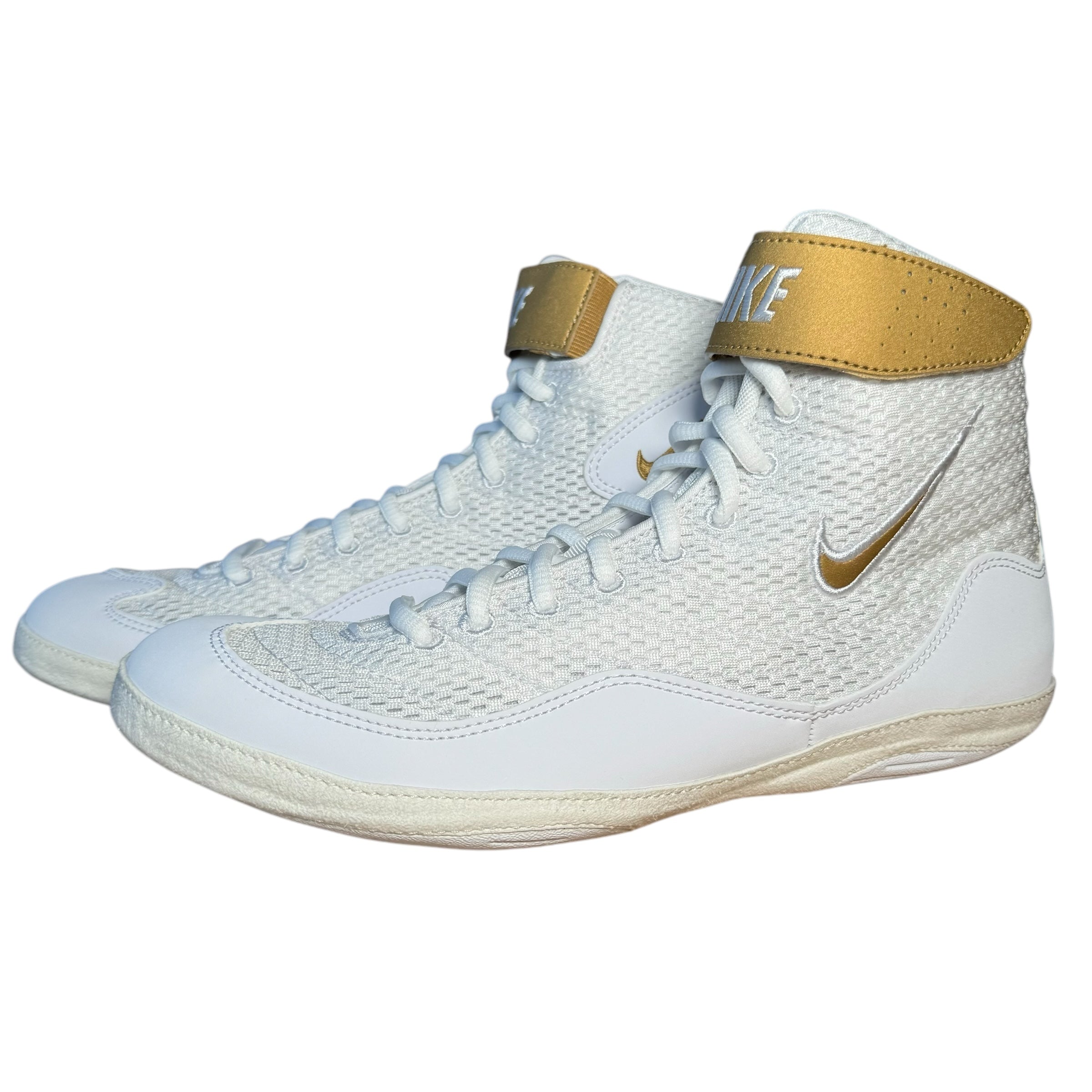 Nike Inflict 3 Wrestling Boots white gold with gold Nike swoosh