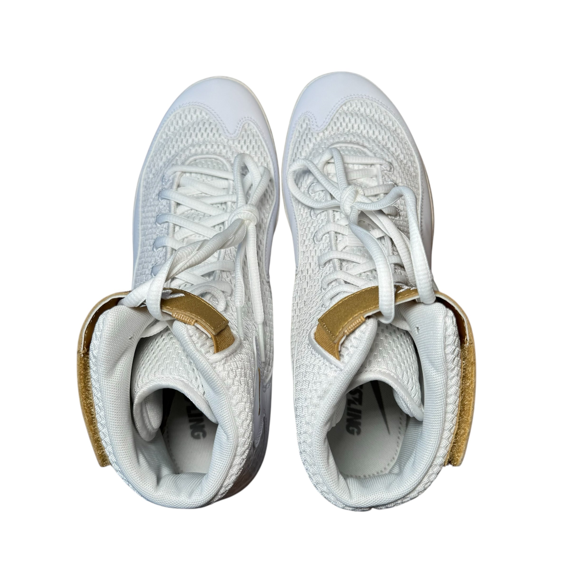 Nike Inflict 3 Wrestling Boots white gold top view looking down