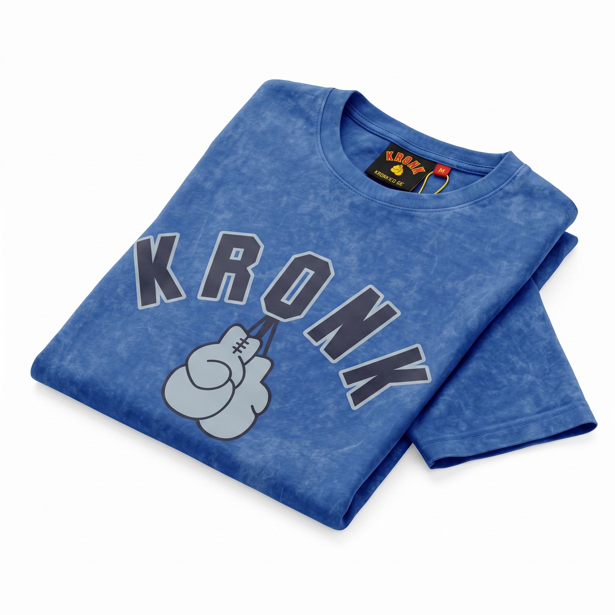Kronk Faded 2 Colour Gloves Loose Fit Vintage Wash T-Shirt blue