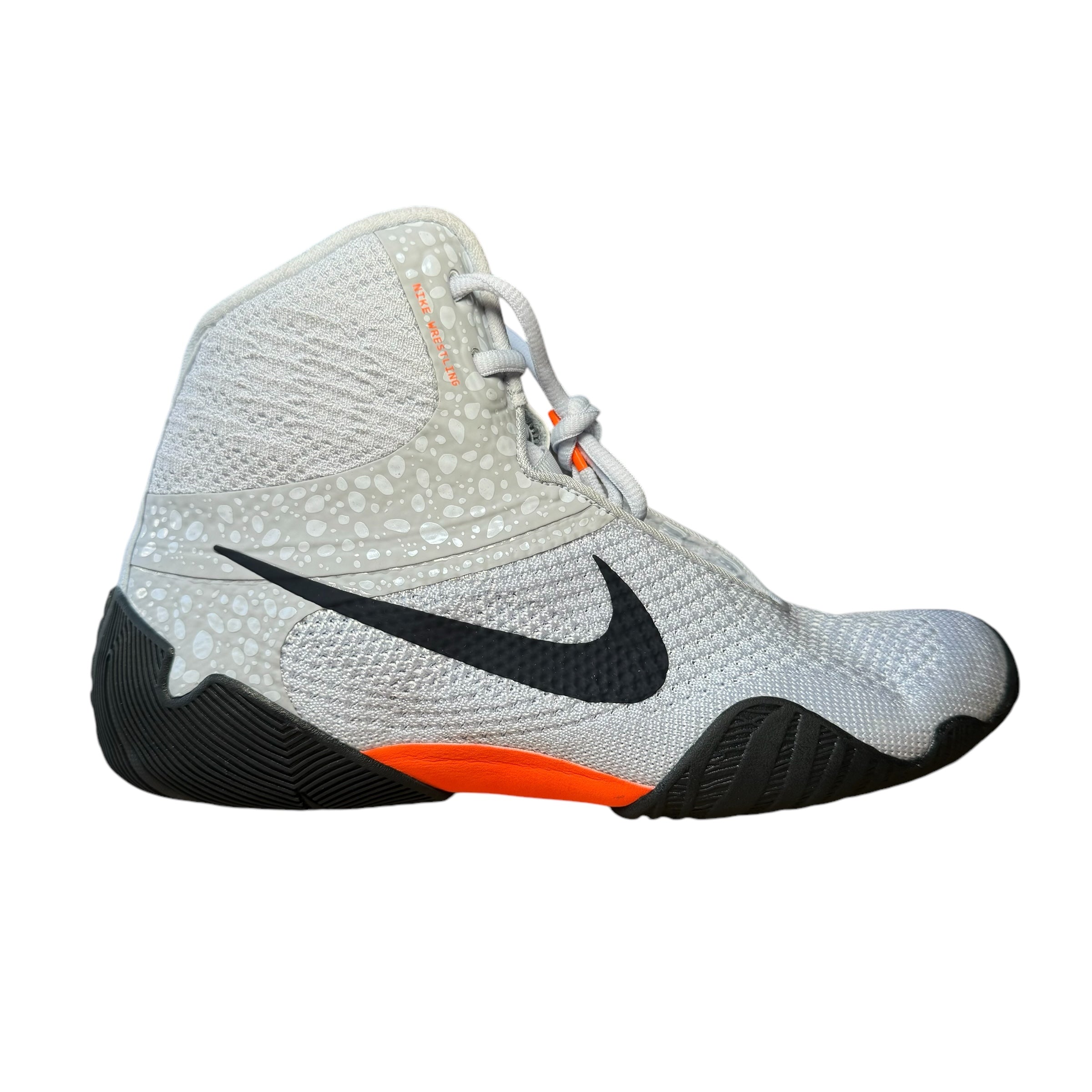 Nike Tawa SE Olympic Wrestling Boots grey and orange with black Nike Boxing Boots Swoosh