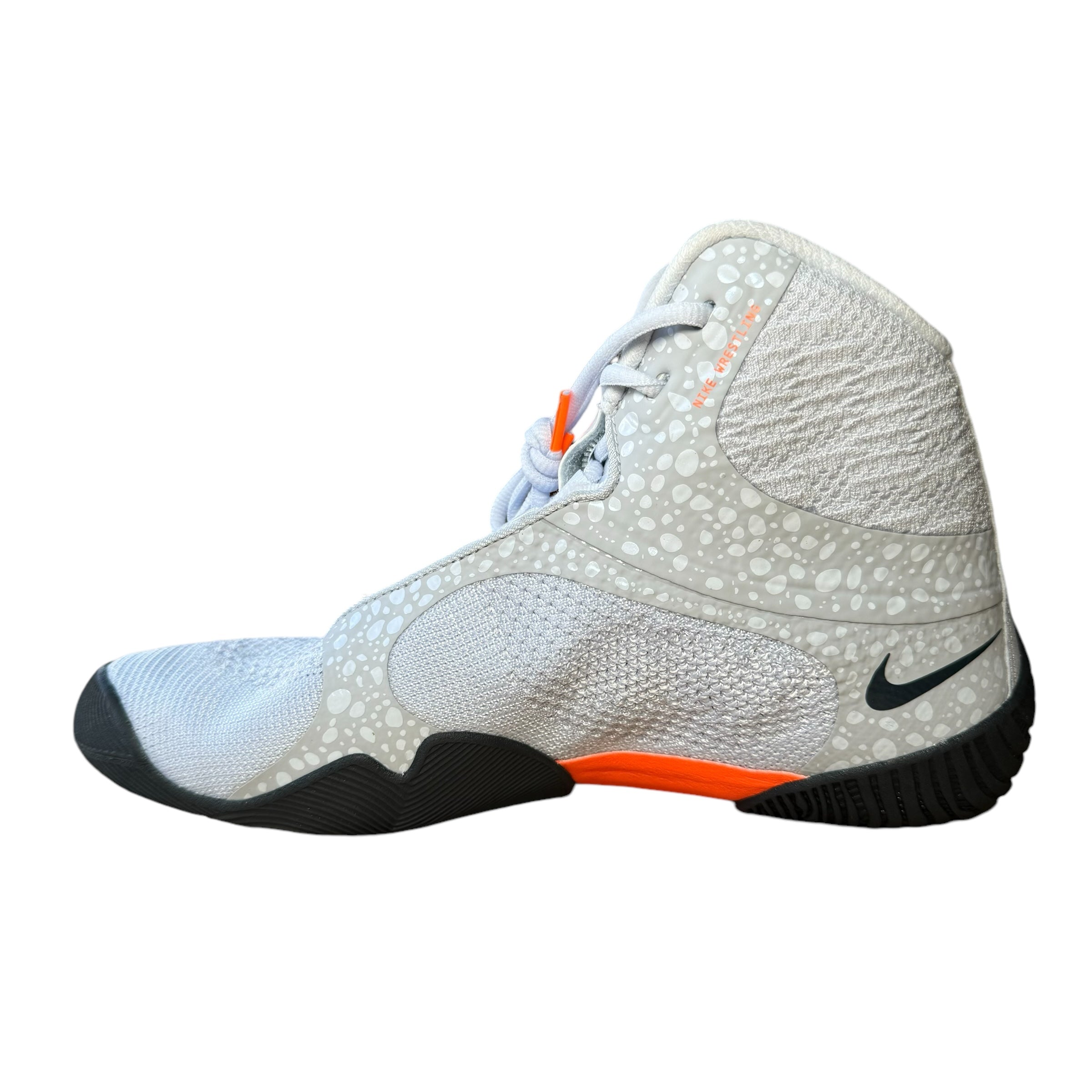 Nike Tawa SE Olympic Wrestling Boots grey and orange with black Nike Boxing Boots Swoosh