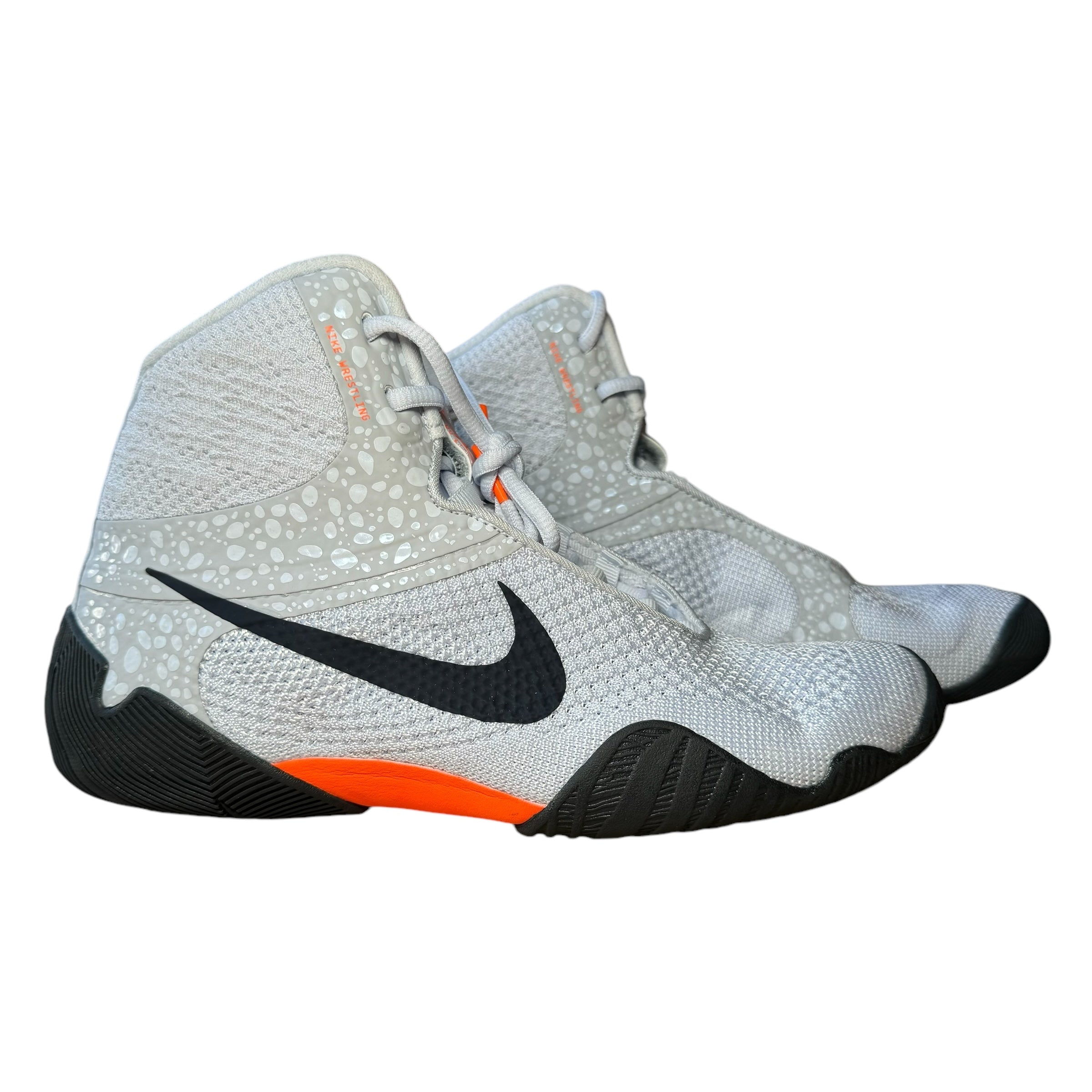 Nike Tawa SE Olympic Wrestling Boots grey and orange with black Nike Boxing Boots Swoosh