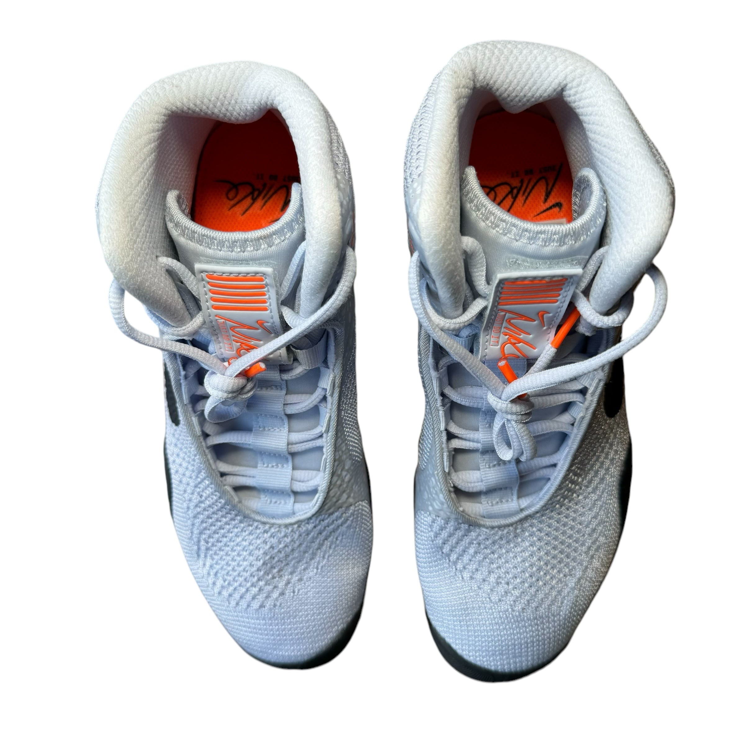 Nike Tawa SE Olympic Wrestling Boots grey and orange top view looking down on Nike Tawa SE Olympic wrestling shoes