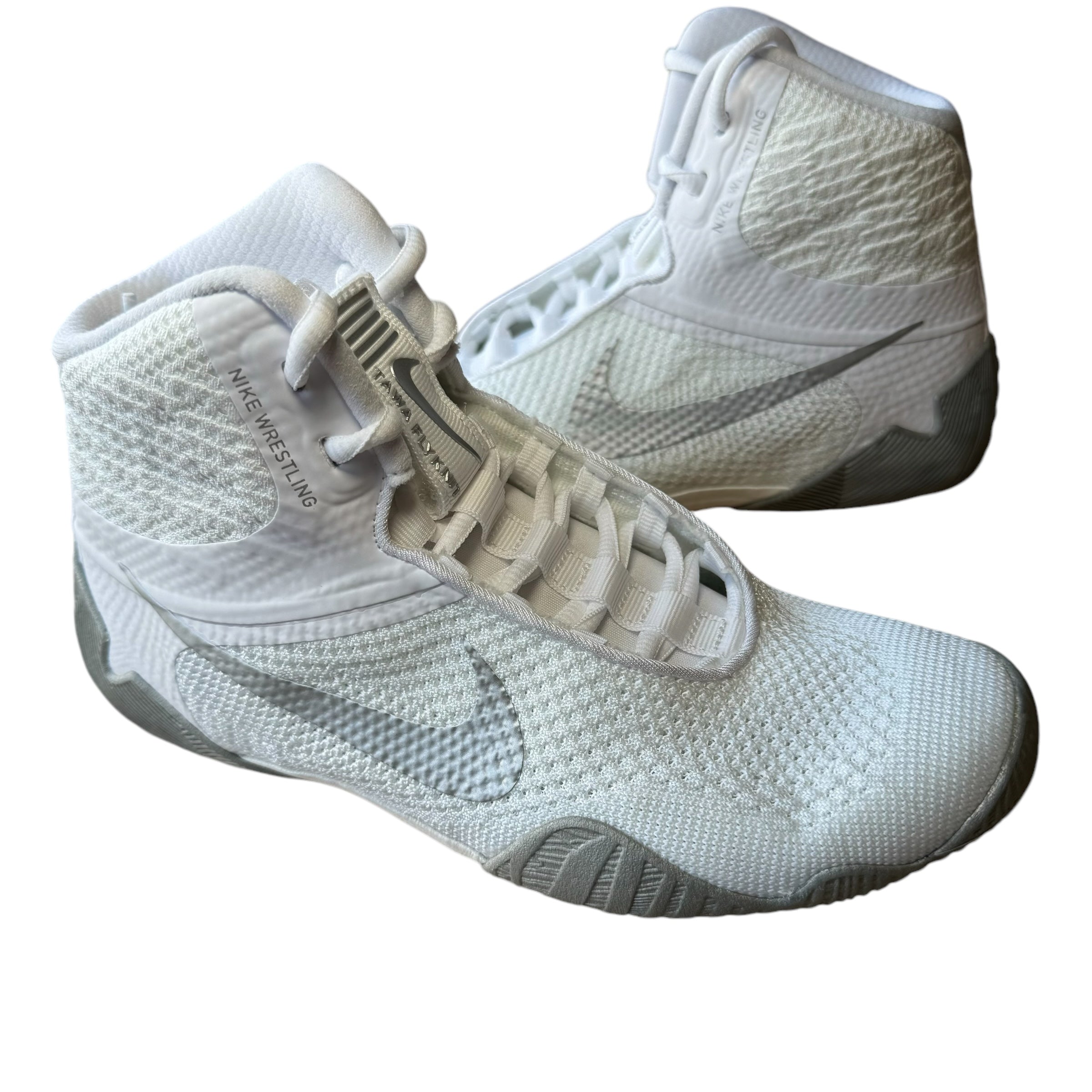 Nike Tawa Wrestling Boots white & silver with silver Nike Boots Boots Swoosh