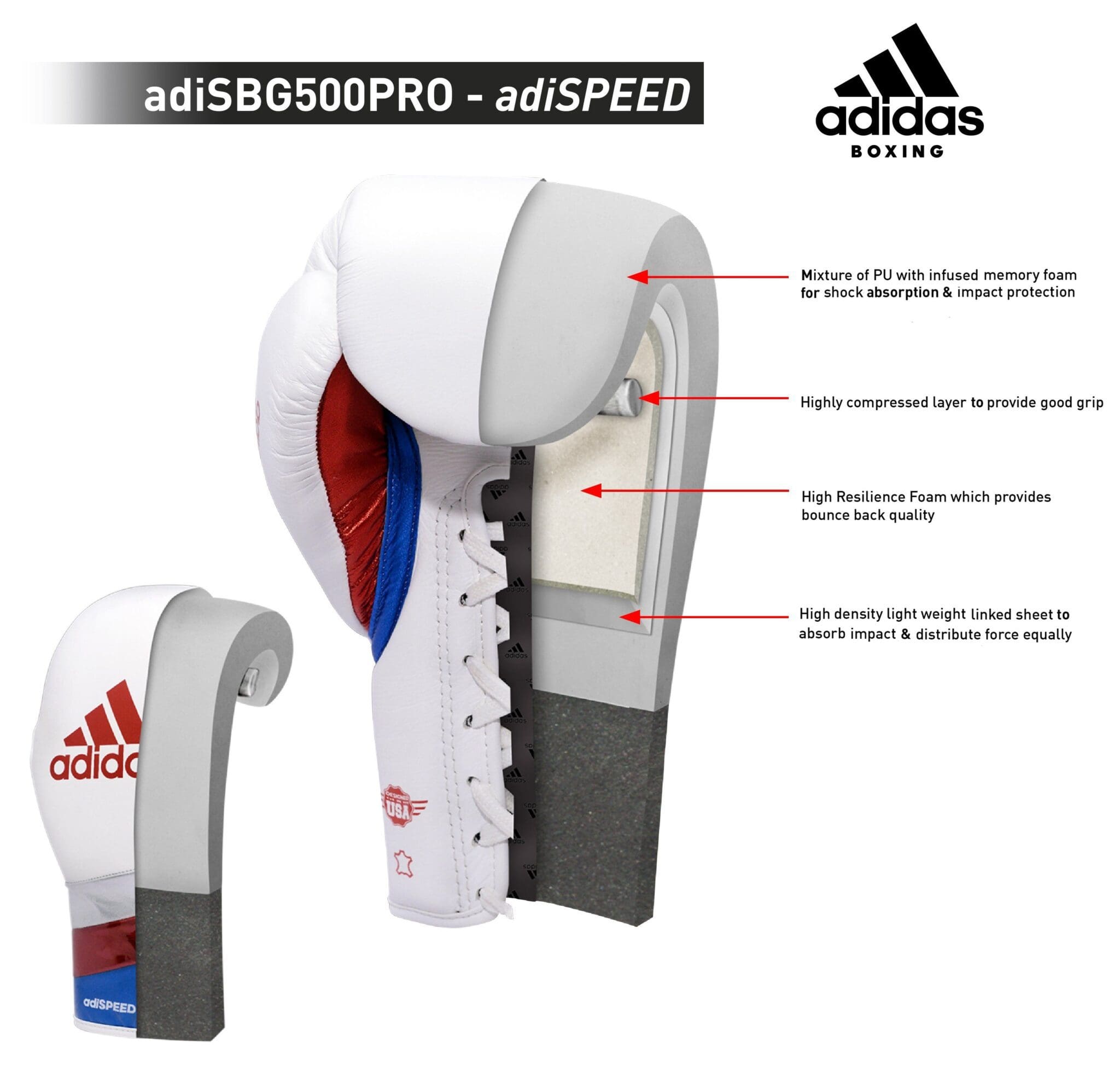 Adidas Adispeed Lace Boxing Gloves