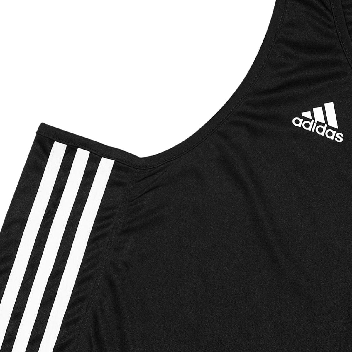 close up look of adidas base boxing vest black with white adidas logo
