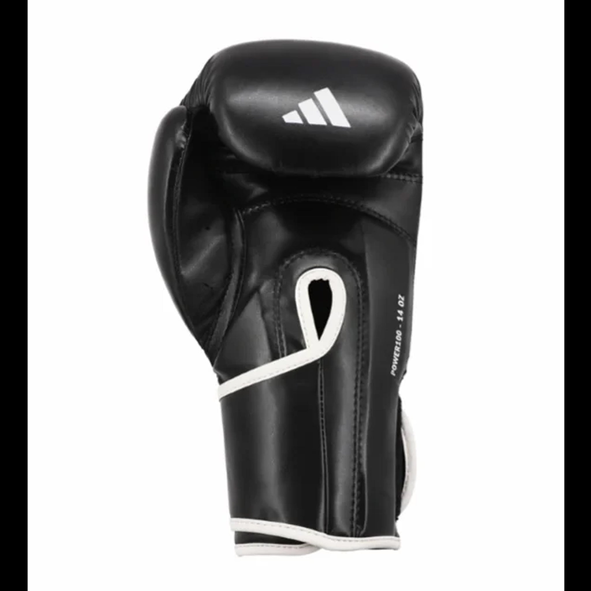 Adidas Power 100 Boxing Gloves black with white adidas logo inside palm