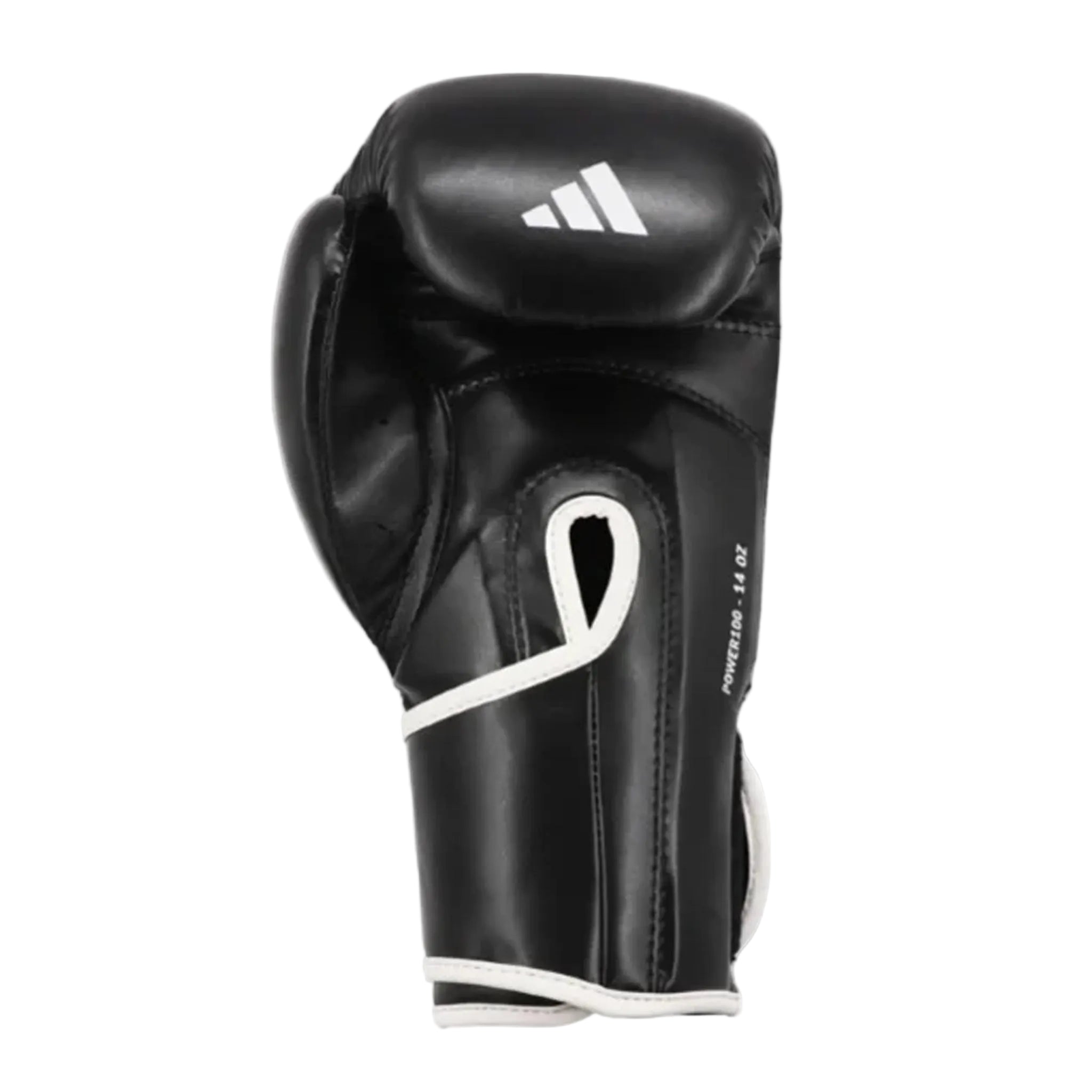 Adidas Power 100 Boxing Gloves black with white adidas logo inside palm