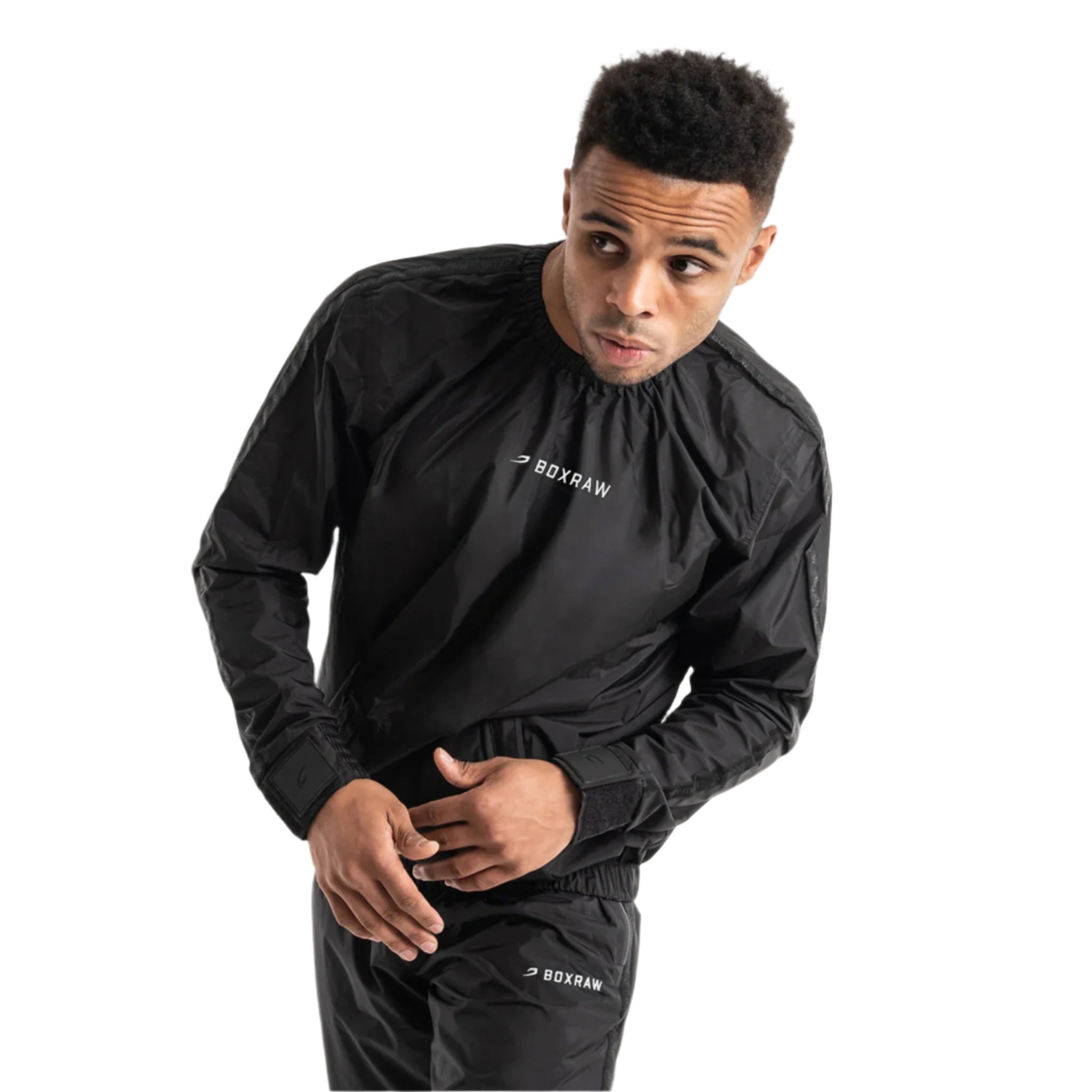 BOXRAW Hagler Sauna Suit 2.0 Black with white BOXRAW logo