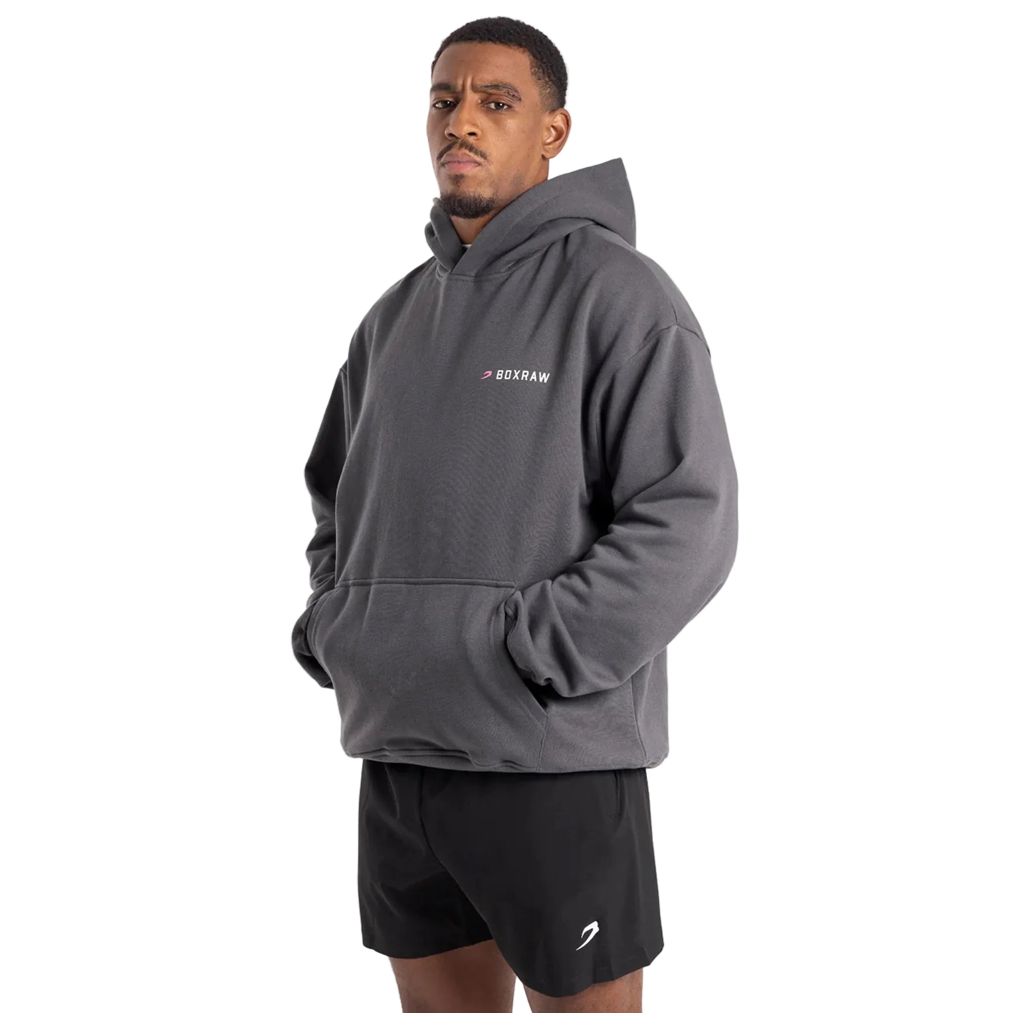 boxraw we dont play boxing hoodie grey pink