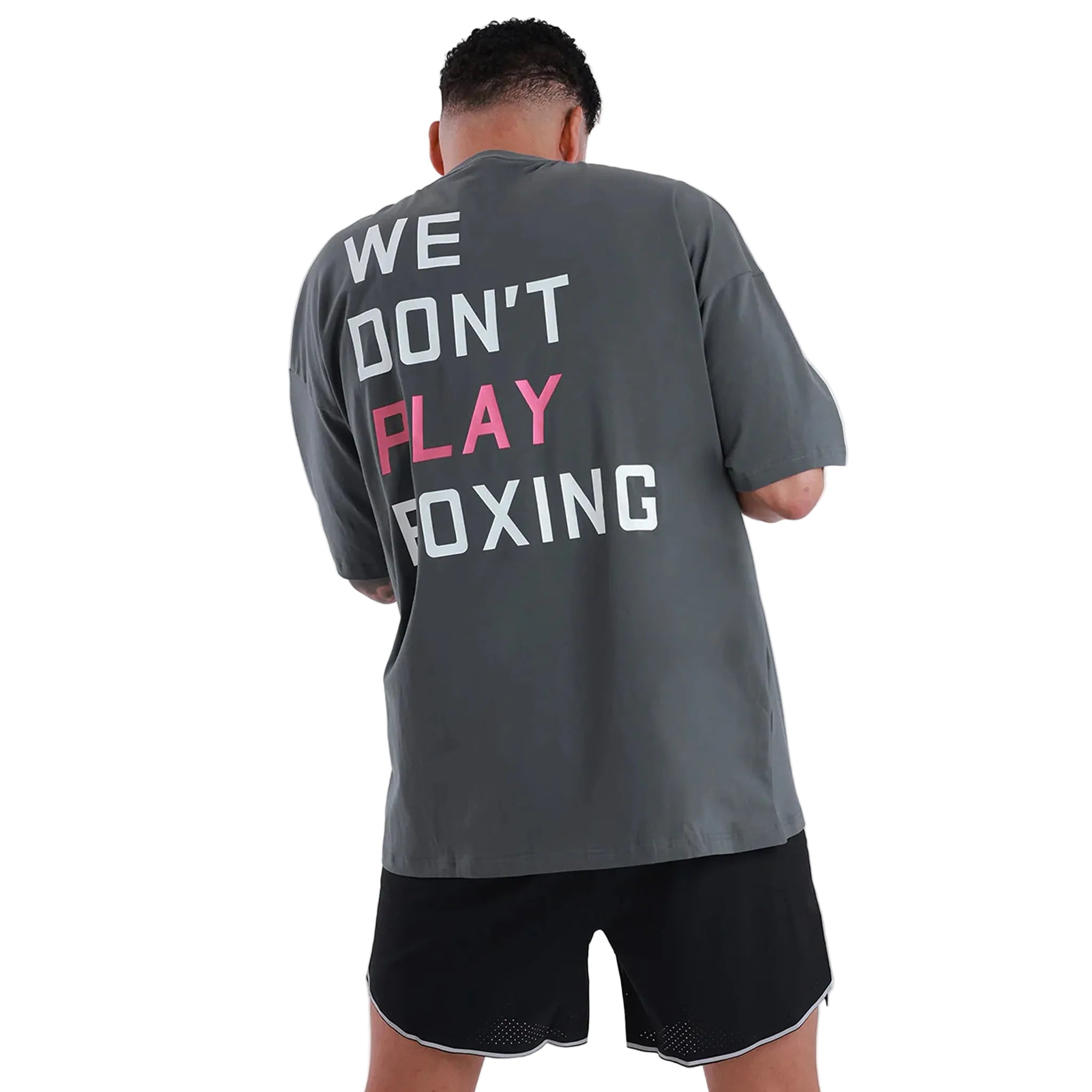boxraw we dont play boxing t-shirt grey pink