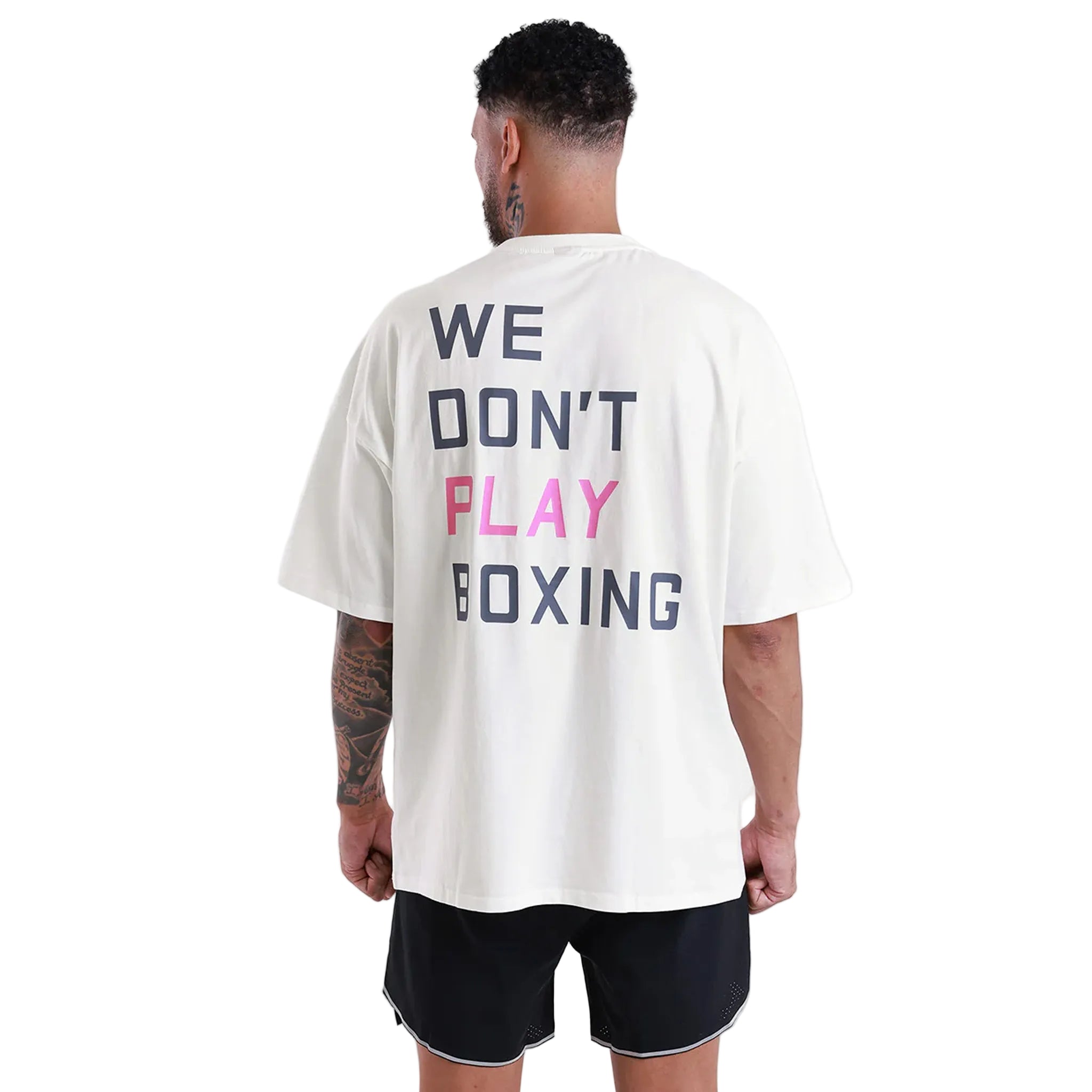 boxraw we dont play boxing t-shirt white pink