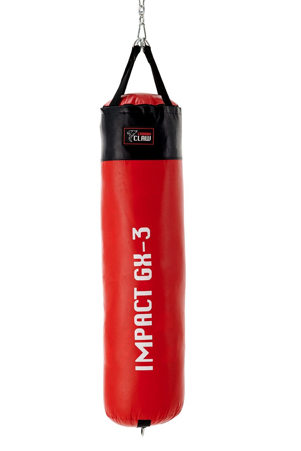 carbon claw impact 4ft punchbag red with black text displayed Impact GX-3 in white