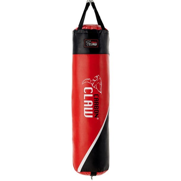 carbon claw impact 4ft punchbag red with black and black white carbon claw logo