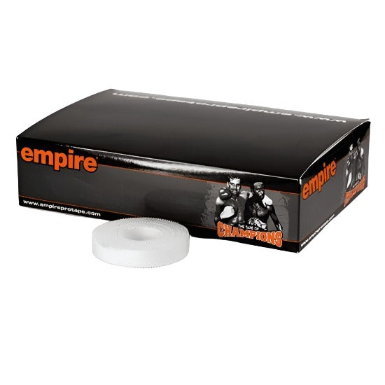 Empire Gym tape 1.25cm Box of 24 rolls shows a single roll of Empire Gym tape with the box in black and Empire Pro branding behind