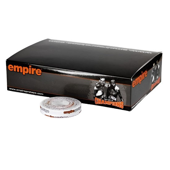 Empire Pro Tape 1.25cm with a roll of empire tape and the fornt and branded black packaging box behind
