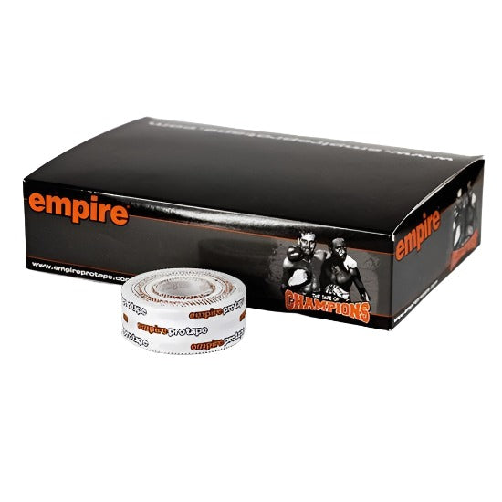 Empire Pro tape 2.5cm, single roll of Empire Pro tape in front of a black box with Empire branding