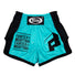 Fairtex kids Muay thai Shorts Turquoise with fairtex text in black and black piping/side panels