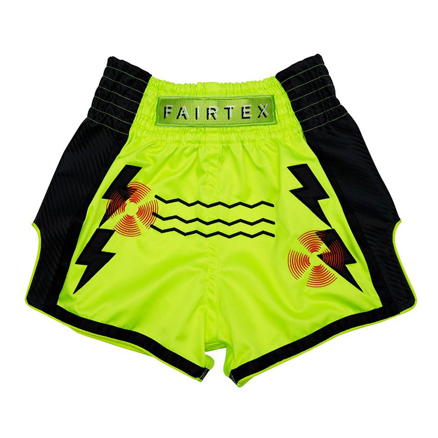 Fairtex Kids Muay Thai Shorts Sonar, Bright yellow with fairtex text on waistband
