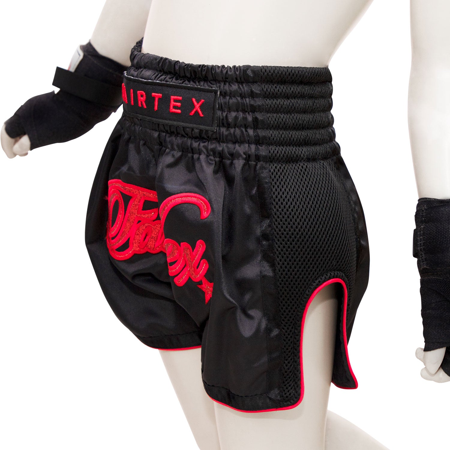 Fairtex Kids Muay thai Shorts Black with red Fairtex logo