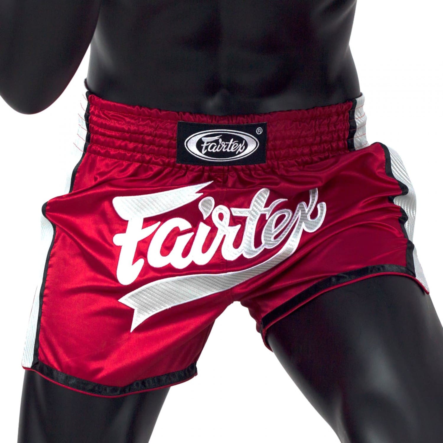 Fairtex Slim Cut Muay Thai Shorts Red SIlver