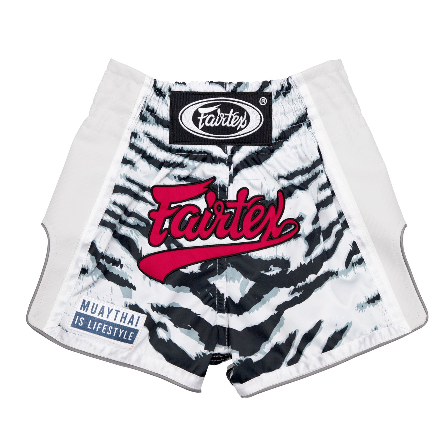 Fairtex Kids Muay Thai Shorts White Tiger design