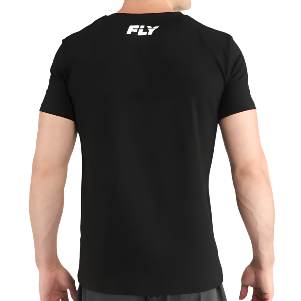 Fly big logo t-shirt black with white Fly logo back view