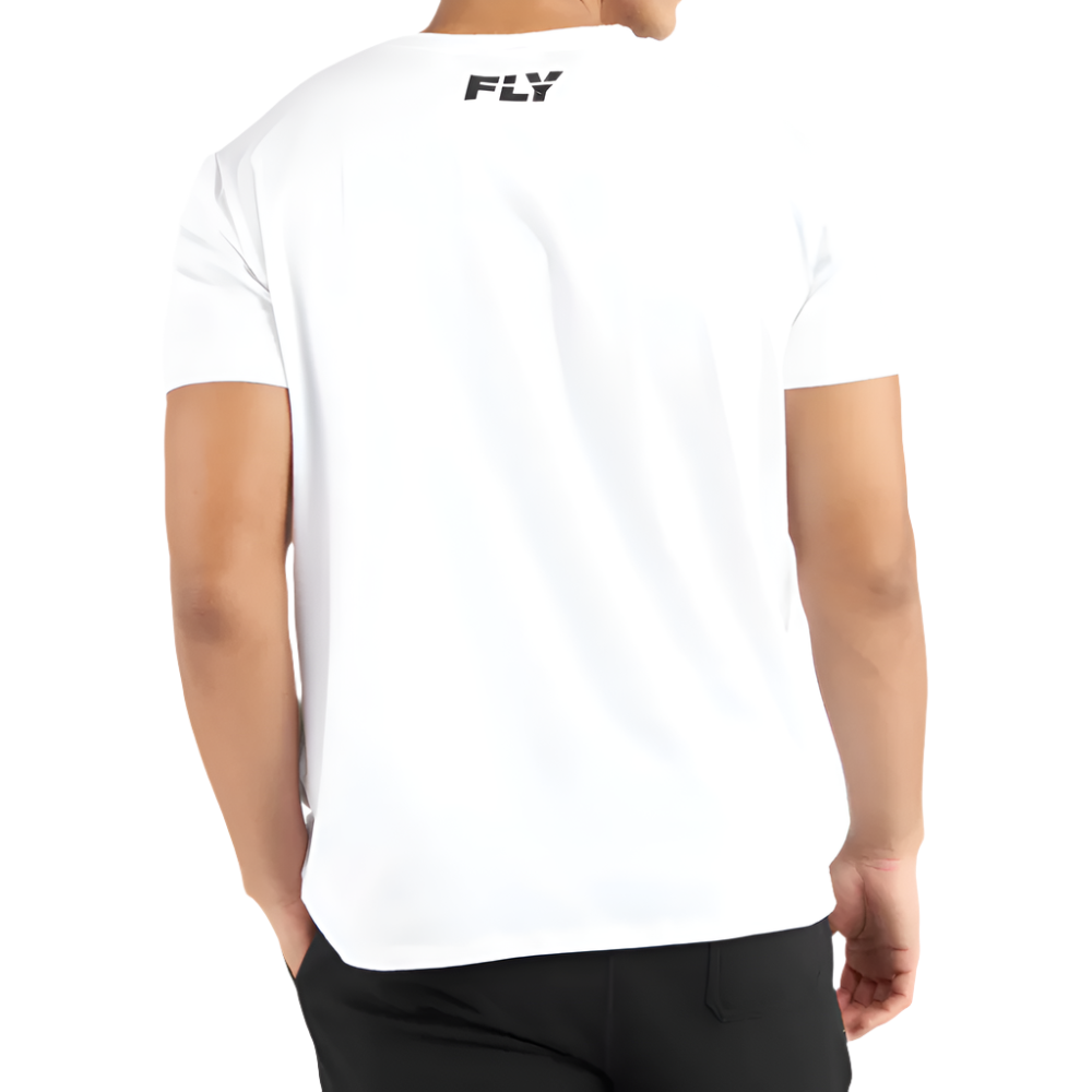 Fly big logo t-shirt white with black Fly logo front view