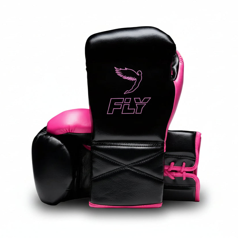 fly superlace pro x 2 boxing gloves black pink