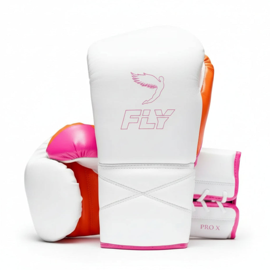 fly superlace pro x 2 boxing gloves white pink orange