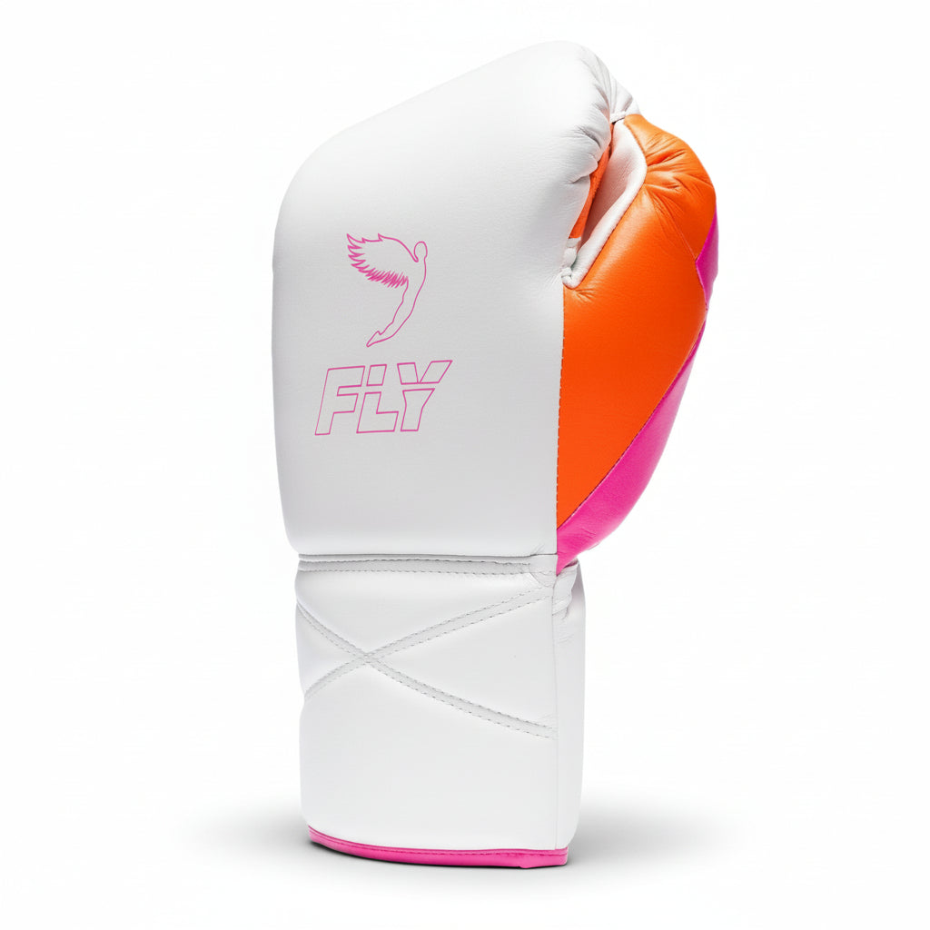 fly superlace pro x 2 boxing gloves white pink orange