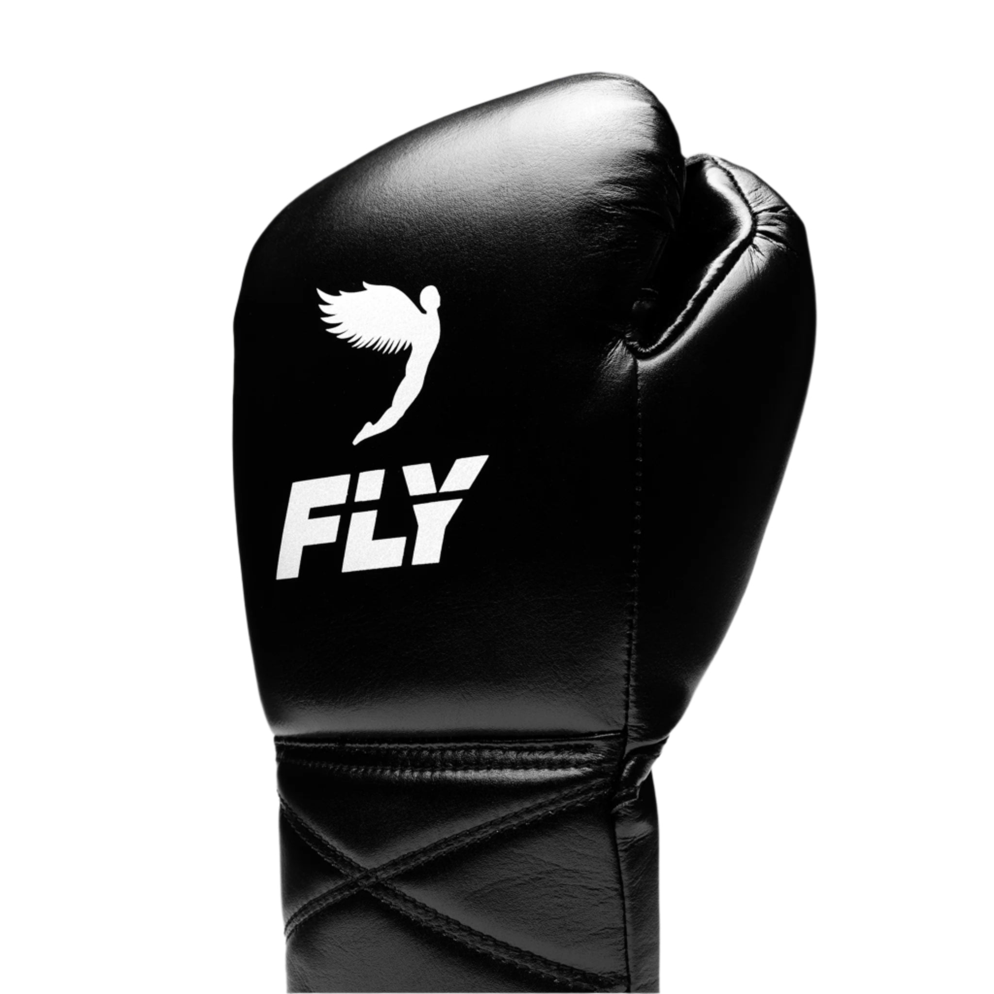 fly superlace x 2 gloves black with white Fly logo lace boxing gloves