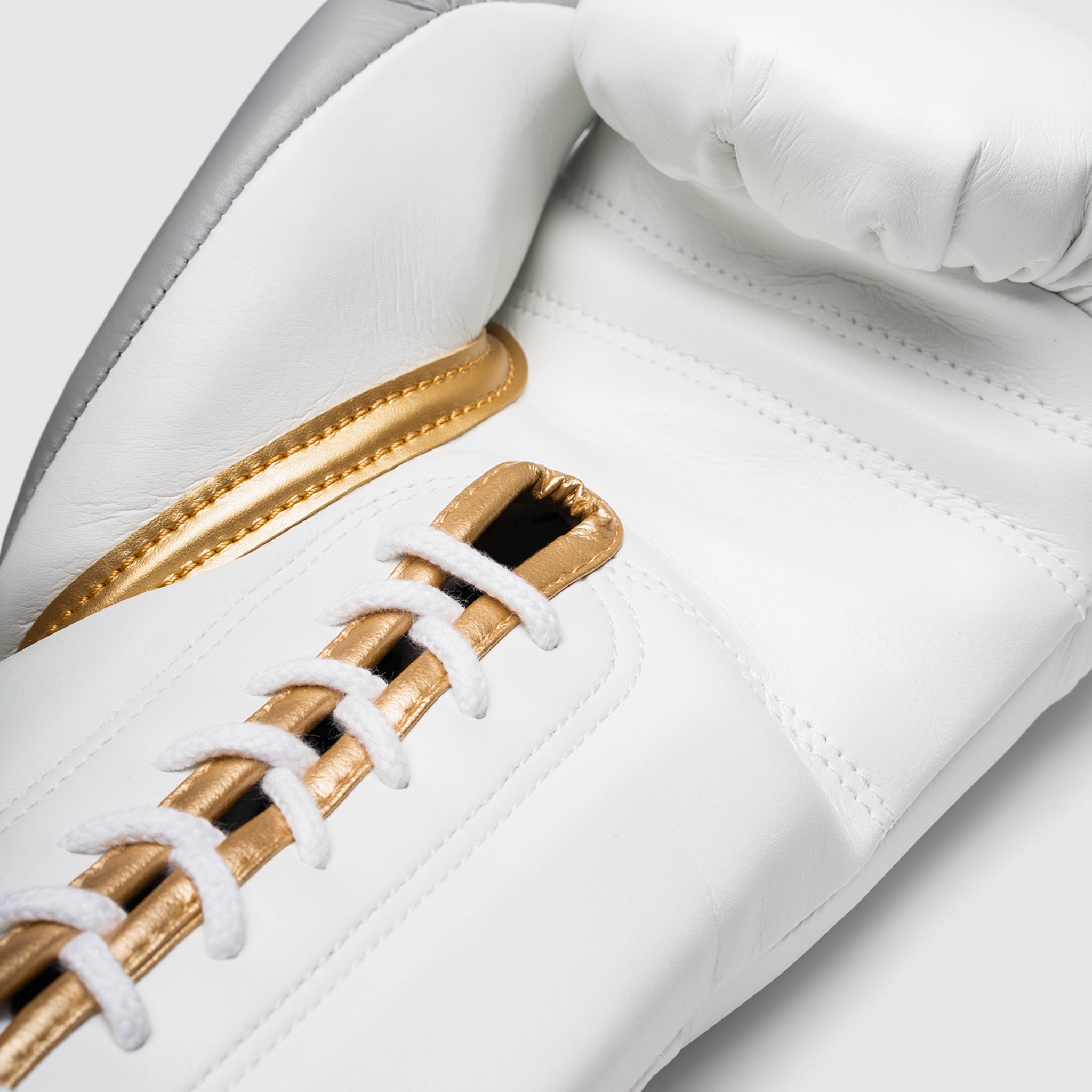 fly superlace x 2 gloves white grey gold colour showing white gold insdie palm