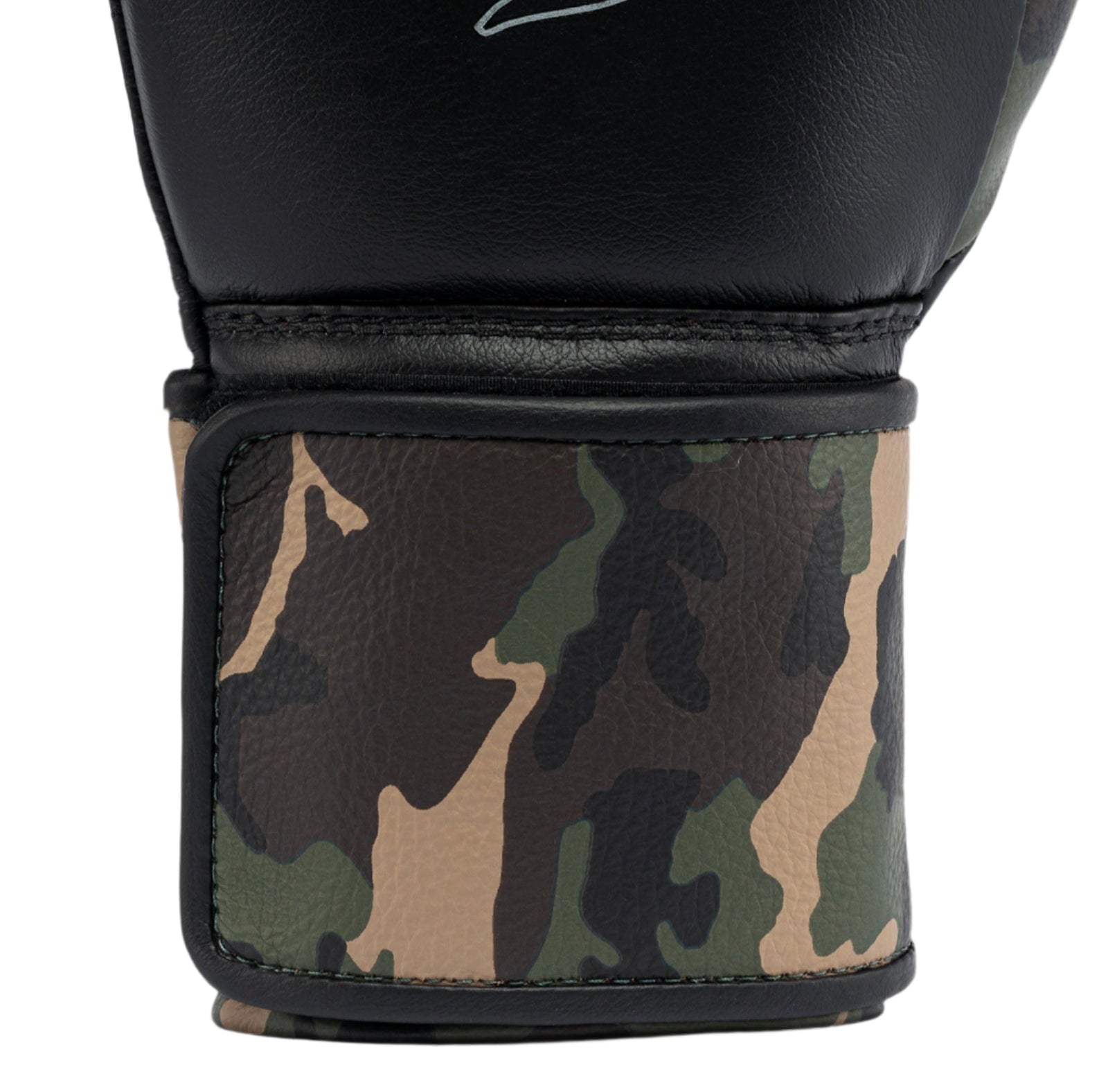 Fly Superloop 2 Boxing Gloves Black Camo up close look of velcro camo wrist strap