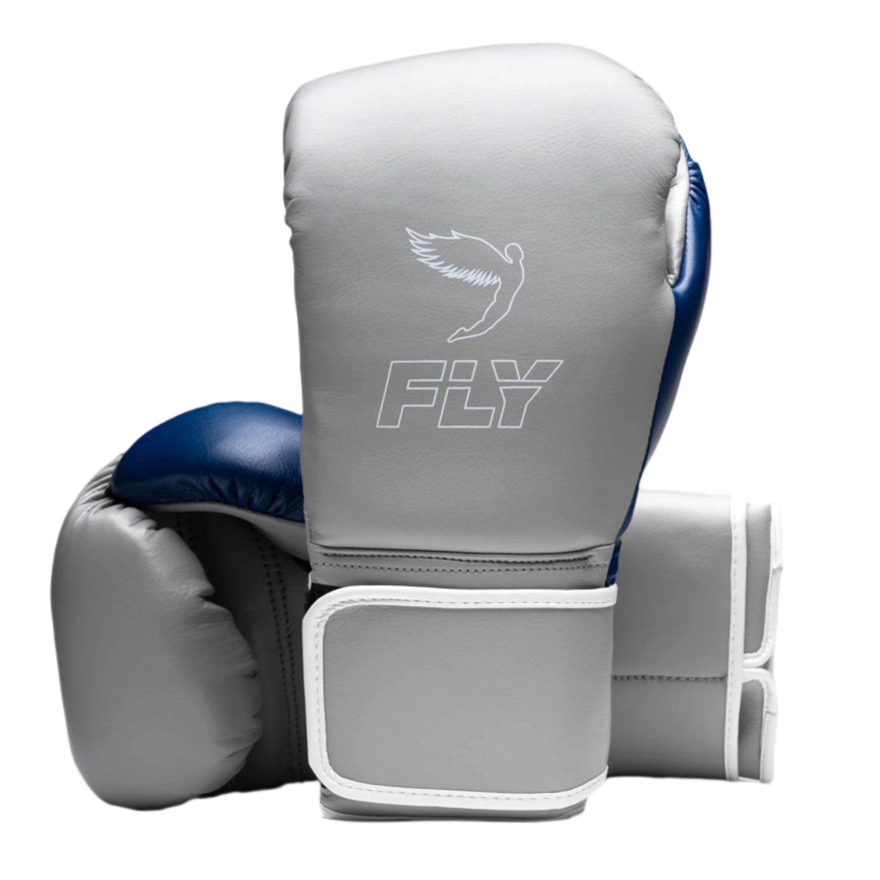 fly superloop pro x 2 gloves grey/space blue with white fly logo and velcro strap