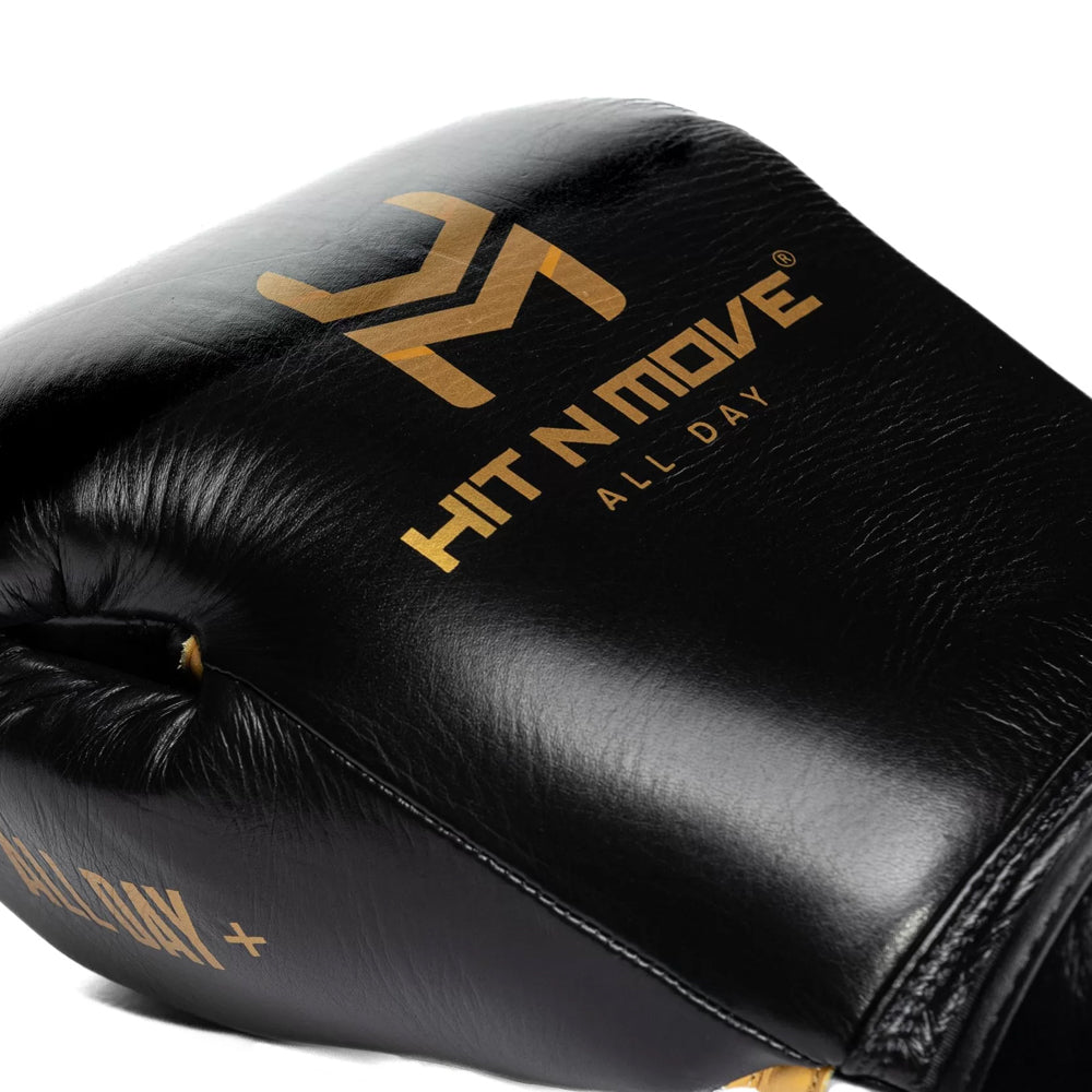 Hit n move 24oz Conditioning Boxing Gloves Black with Gold Hit n Move logo