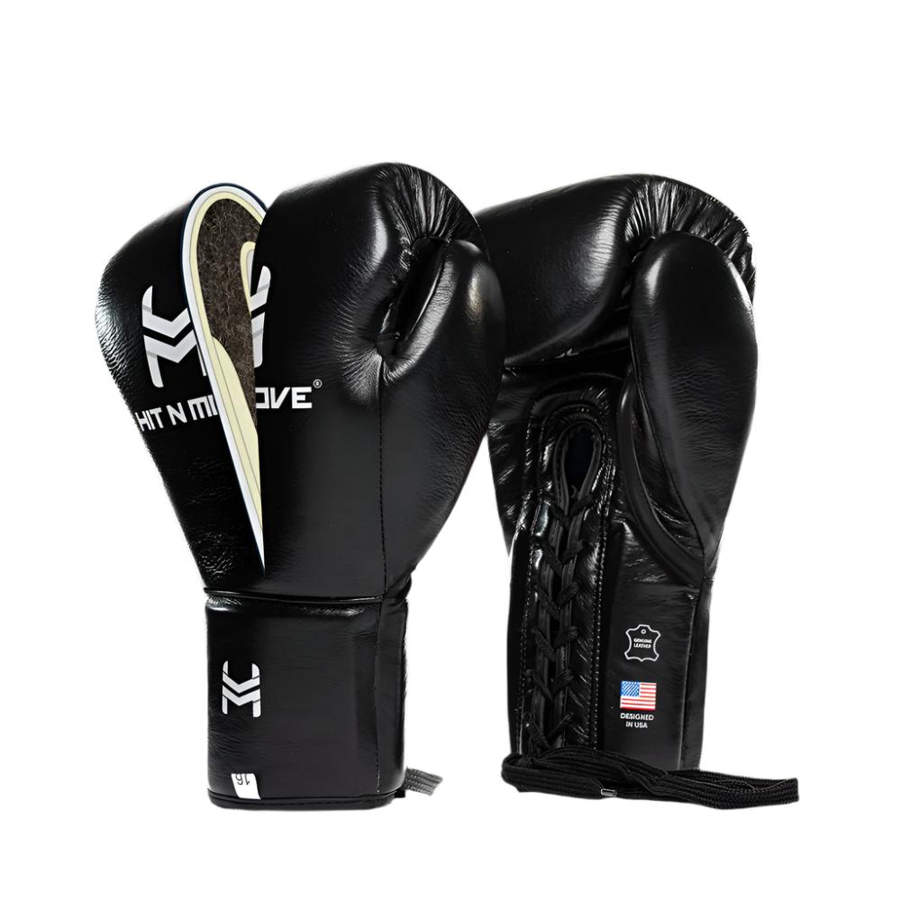 Hit n Move Horse Hair Lace Up Boxing Gloves Suvari black
