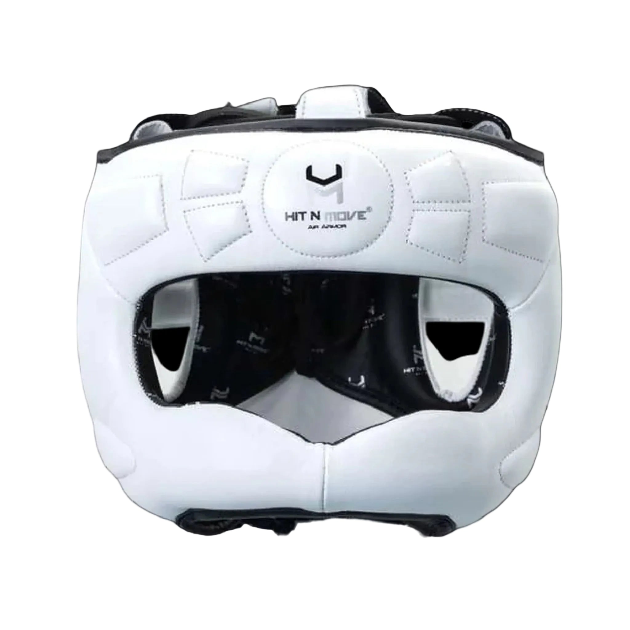 Hit n Move Facesaver Headgear White/Silver/Black nose bar head guard for boxing