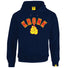 kronk gloves Hoody Navy with Kronk gloves logo design in red and yellow