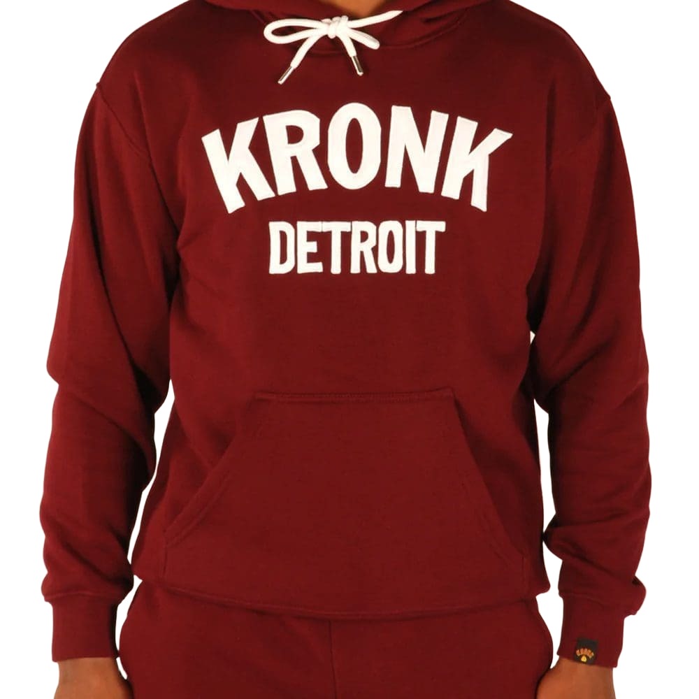 Kronk Detroit hoody maroon with white Kronk Detroit text