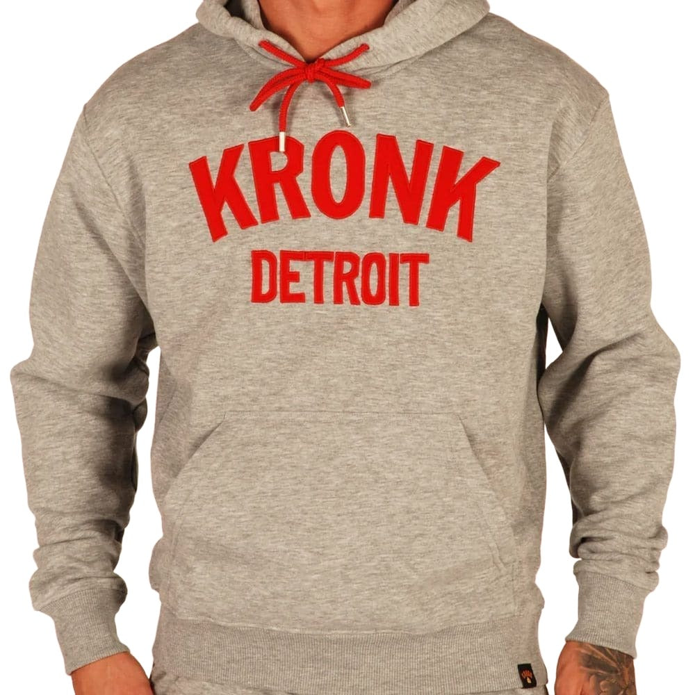 Kronk Detroit Hoody grey with red kronk Detroit text