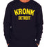 Kronk Detroit Sweatshirt jumper navy with yellow Kronk Detroit text