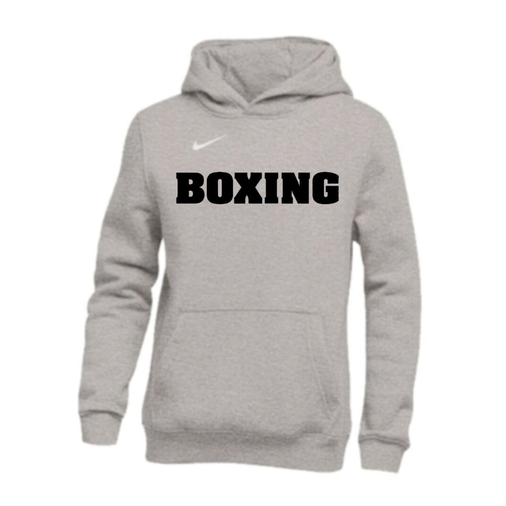 Nike Boxing Club hoody grey with white Nike swoosh and black Boxing text