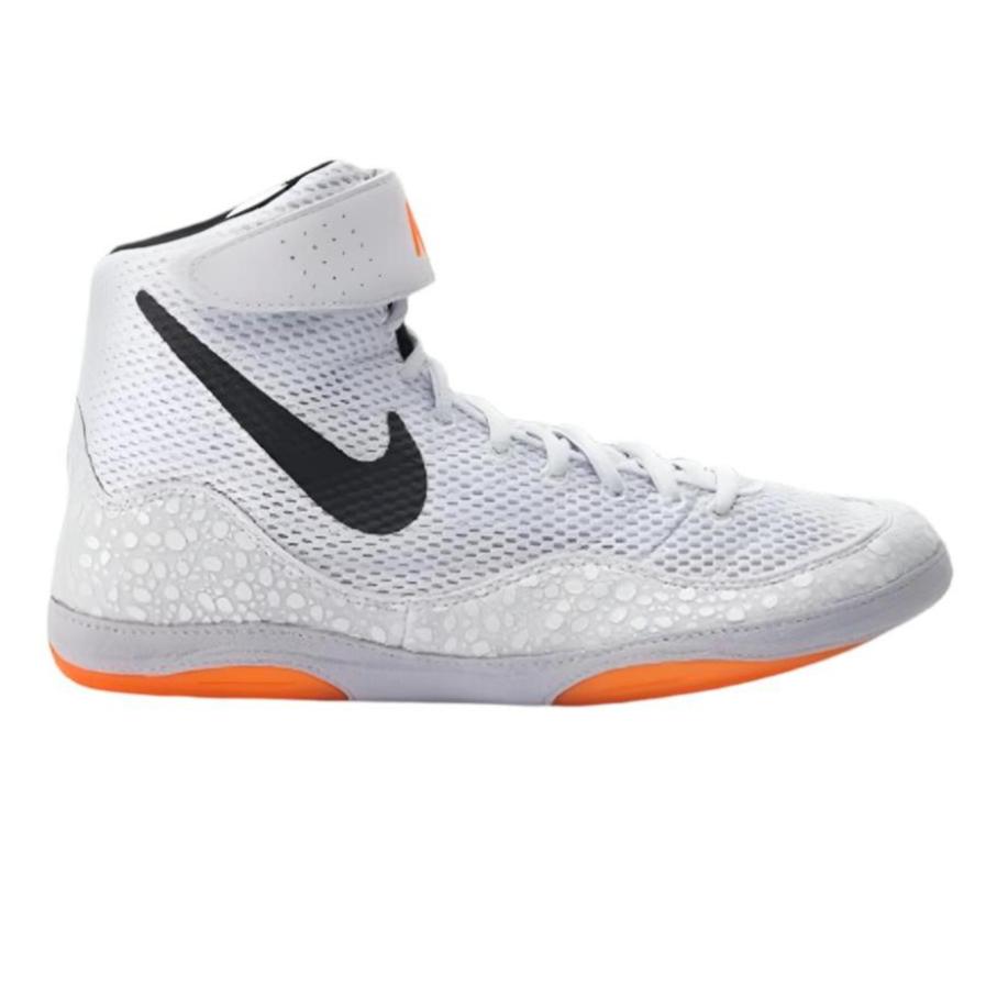 Nike Inflict SE Olympic Wrestling Boots grey with black Nike swoosh and orange sole