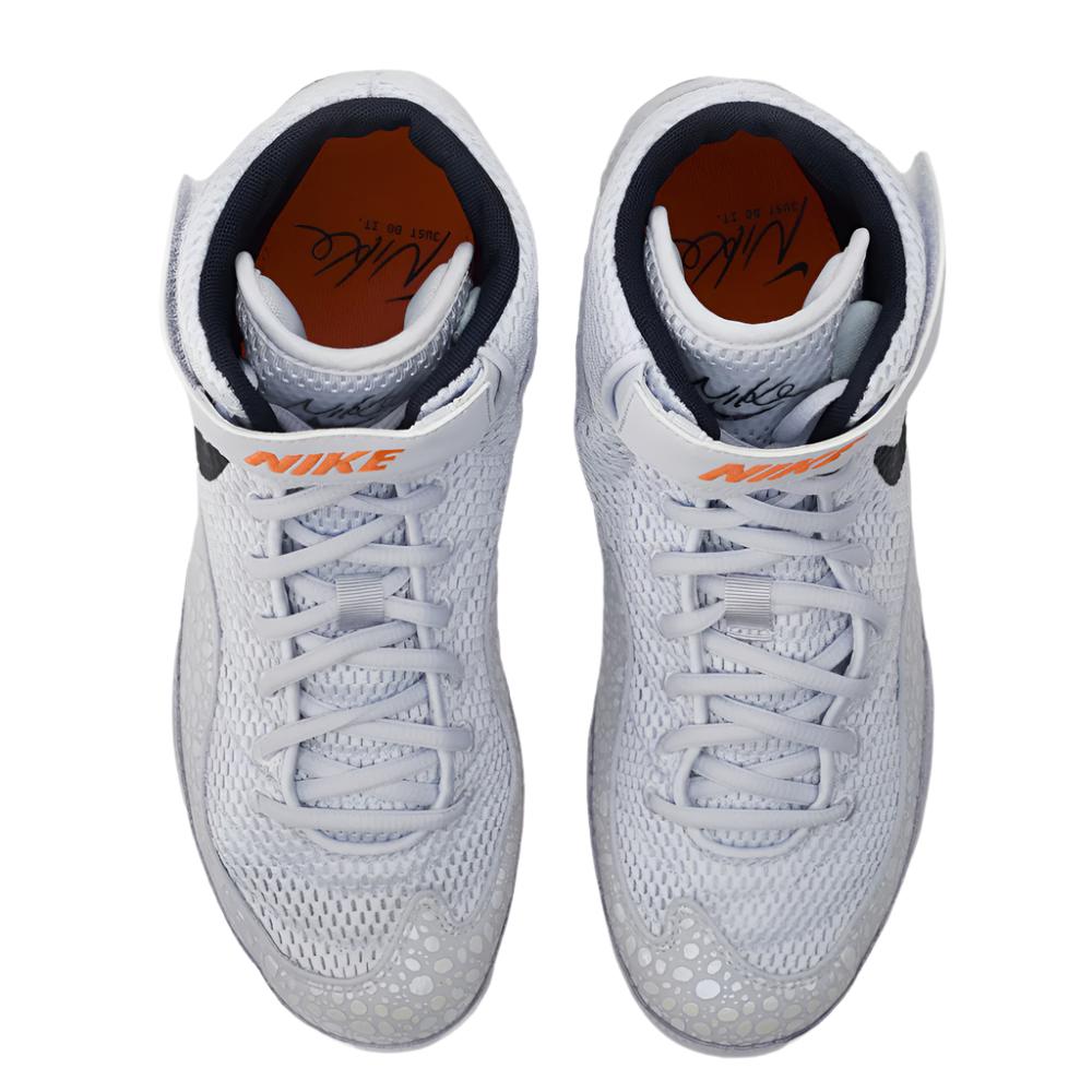 Nike Inflict SE Olympic Wrestling Boots grey with black Nike swoosh top view