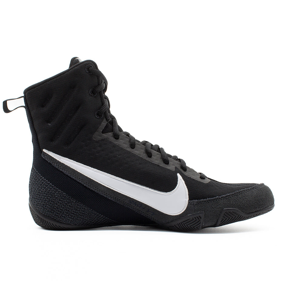 Nike Machomai 3 Boxing Boots Black/White side view of single boot